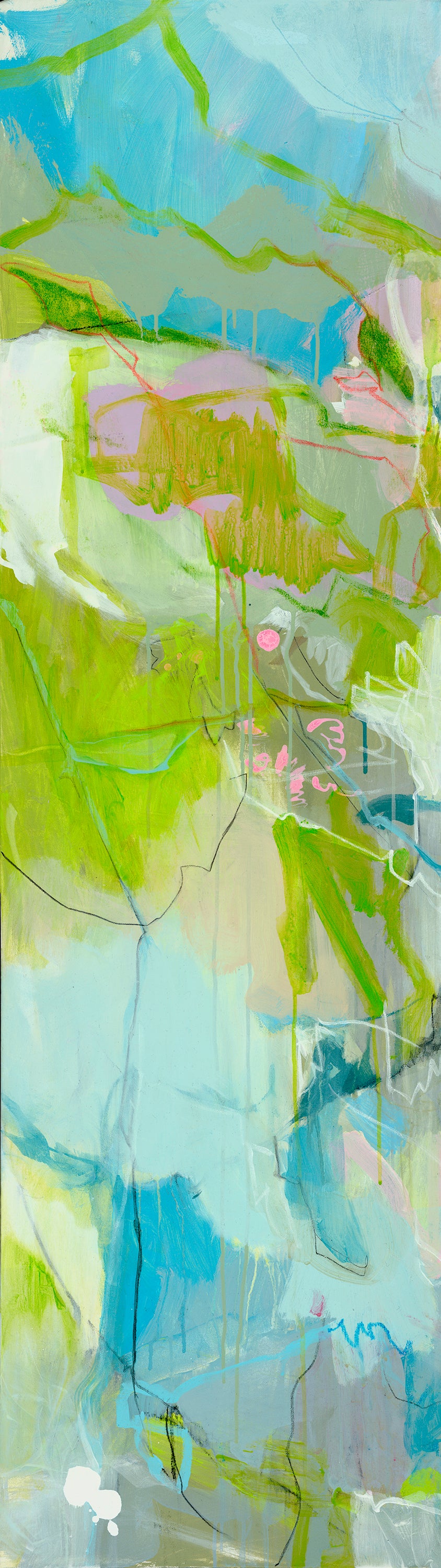 Hem + Haw Trio | 64x18 ea 64x54 total | Abstract Painting on SC | Mary Elizabeth | 2022 - Mary Elizabeth Meditative Abstract Art